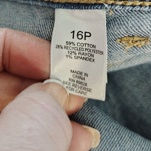 LOGO Boyfriend Cropped 16P 16 Petite Short Women's Mid Rise Stretch Jeans - Picture 4 of 4